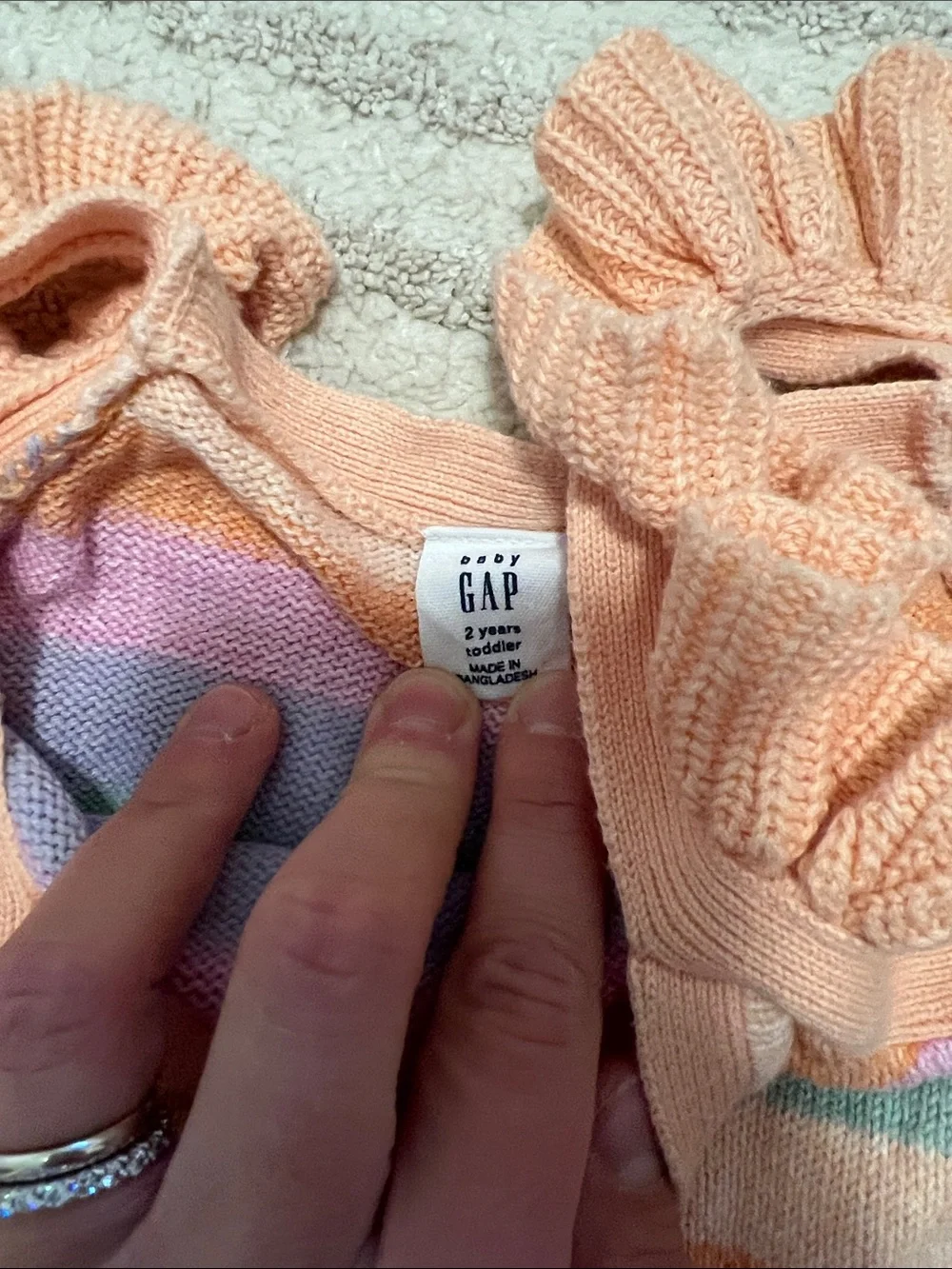 GAP Peach & Pastel Striped Knit Two-Piece Toddler Set